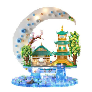 Creative Moon Legend Waterfall Pond Castle Tree House View Set City Model Building Blocks Bricks Toys for Children Adult