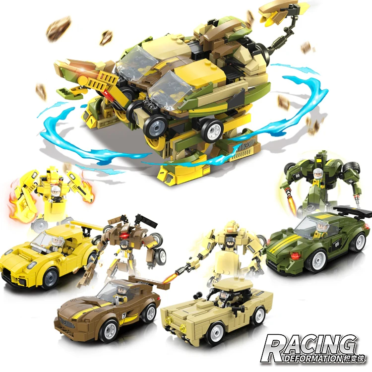 16 in 1 Build Collectible Model Racing Car Deformation Robot Block Toys with Figure - Image 4