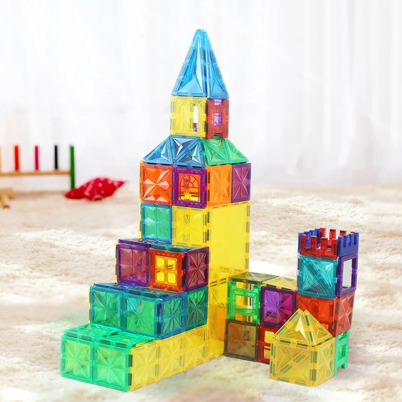 Kids 100 Pcs Educational 3D Magnetic Toy Magnetic Building Block Tiles Set Magnetic Tiles - Image 3
