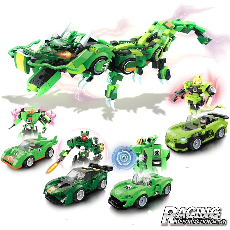 16 in 1 Build Collectible Model Racing Car Deformation Robot Block Toys with Figure - Image 5