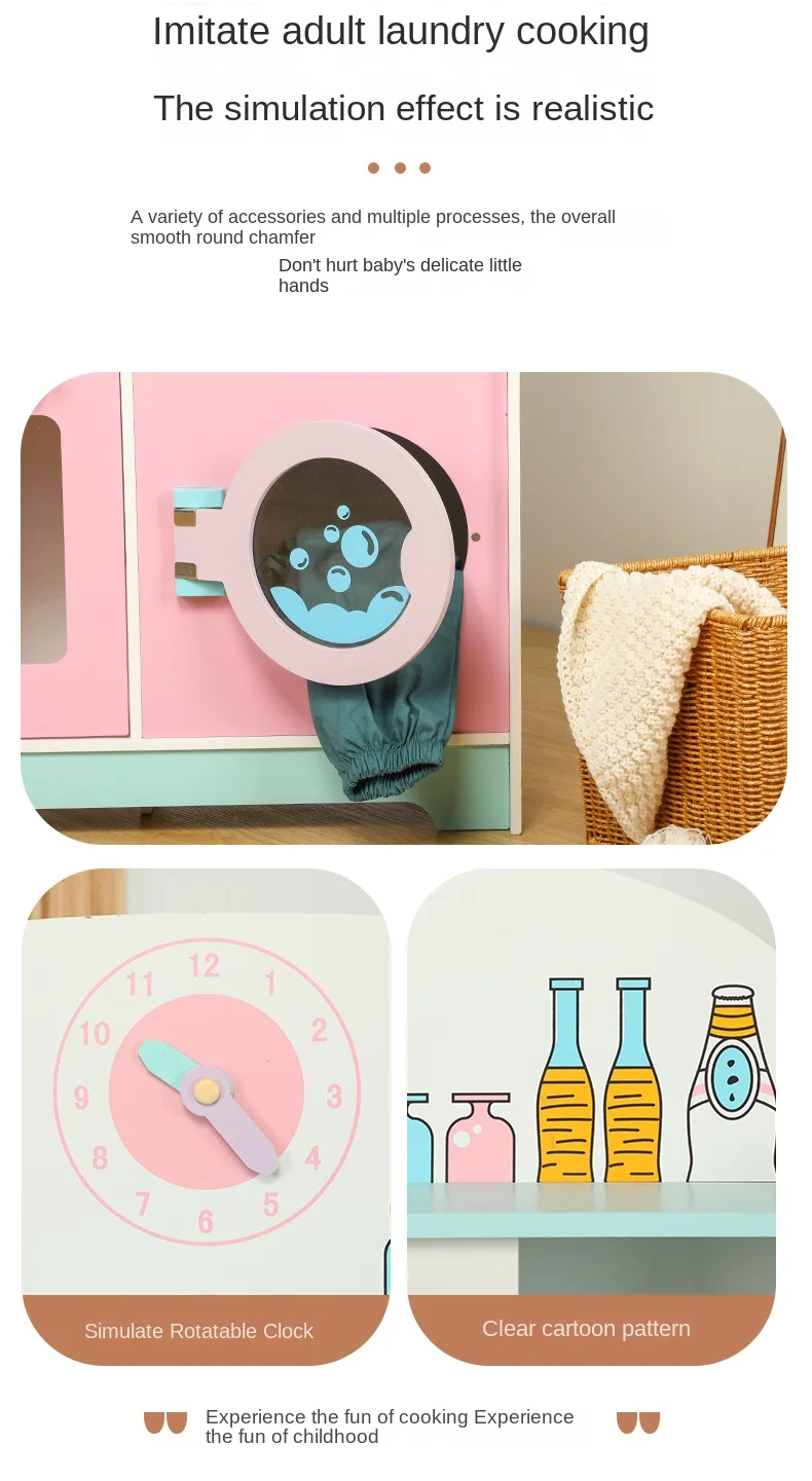 DIY Creative Kitchen Play Toy Educational Pretend Cook with Wooden Blocks Made From Wood Material for Kids - Image 2