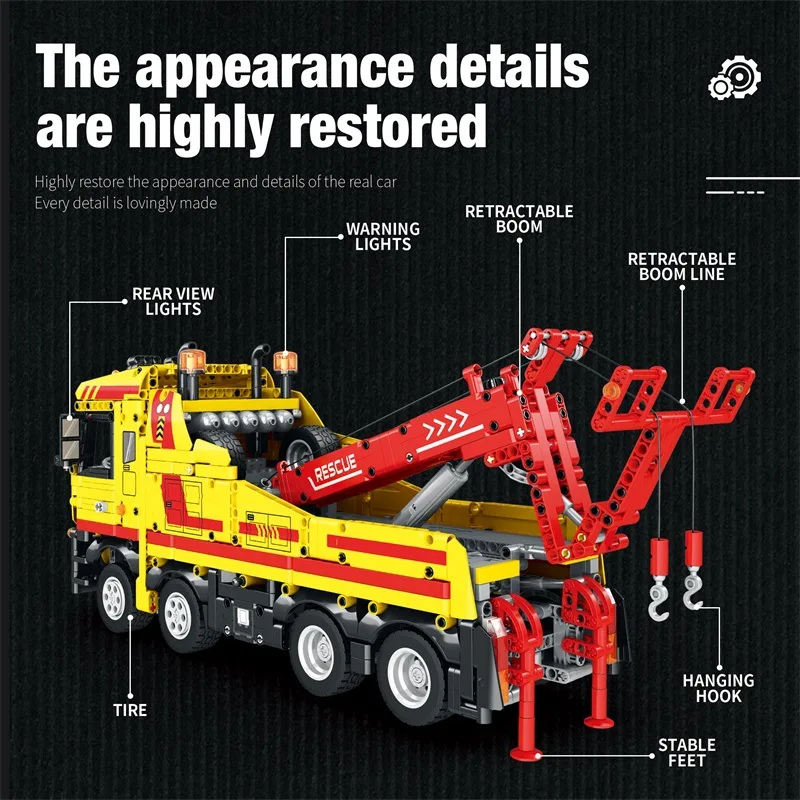 Educational Toy Power Engineering Wrecker Remote Control Building Block Plastic Game - Image 3