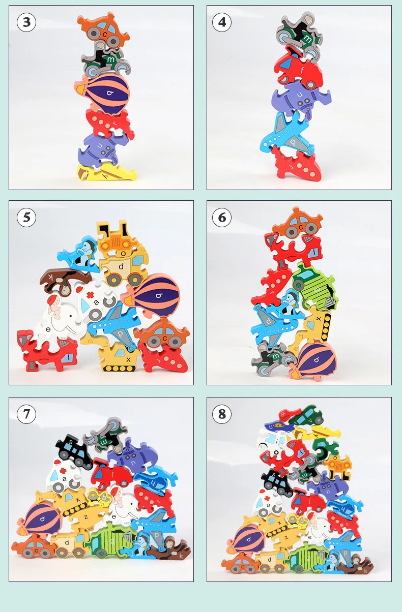 Unisex Wooden Building Blocks for Early Education Creative Stacking Marine Animal Puzzle for Children - Image 3