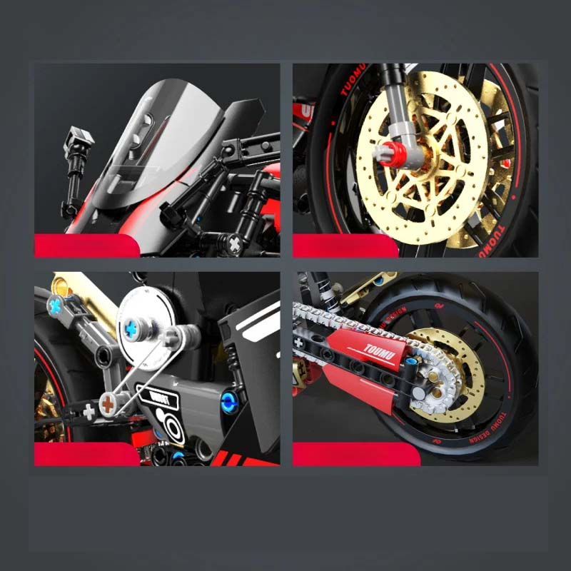 Kid Classic Design Retro Heavy Motorcycle Model Locomotive Assembling Plastic Toy Building Blocks Set - Image 4