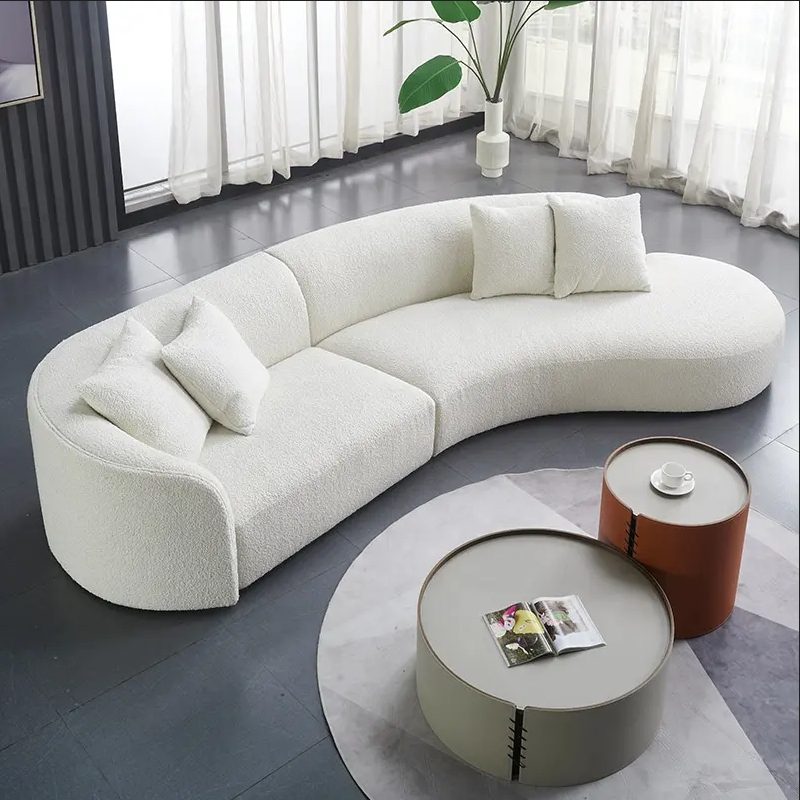 Modern Design Sectional Sofa Set Living Room Hotel Furniture with Curved Modular Velvet Fabric Couch - Image 5