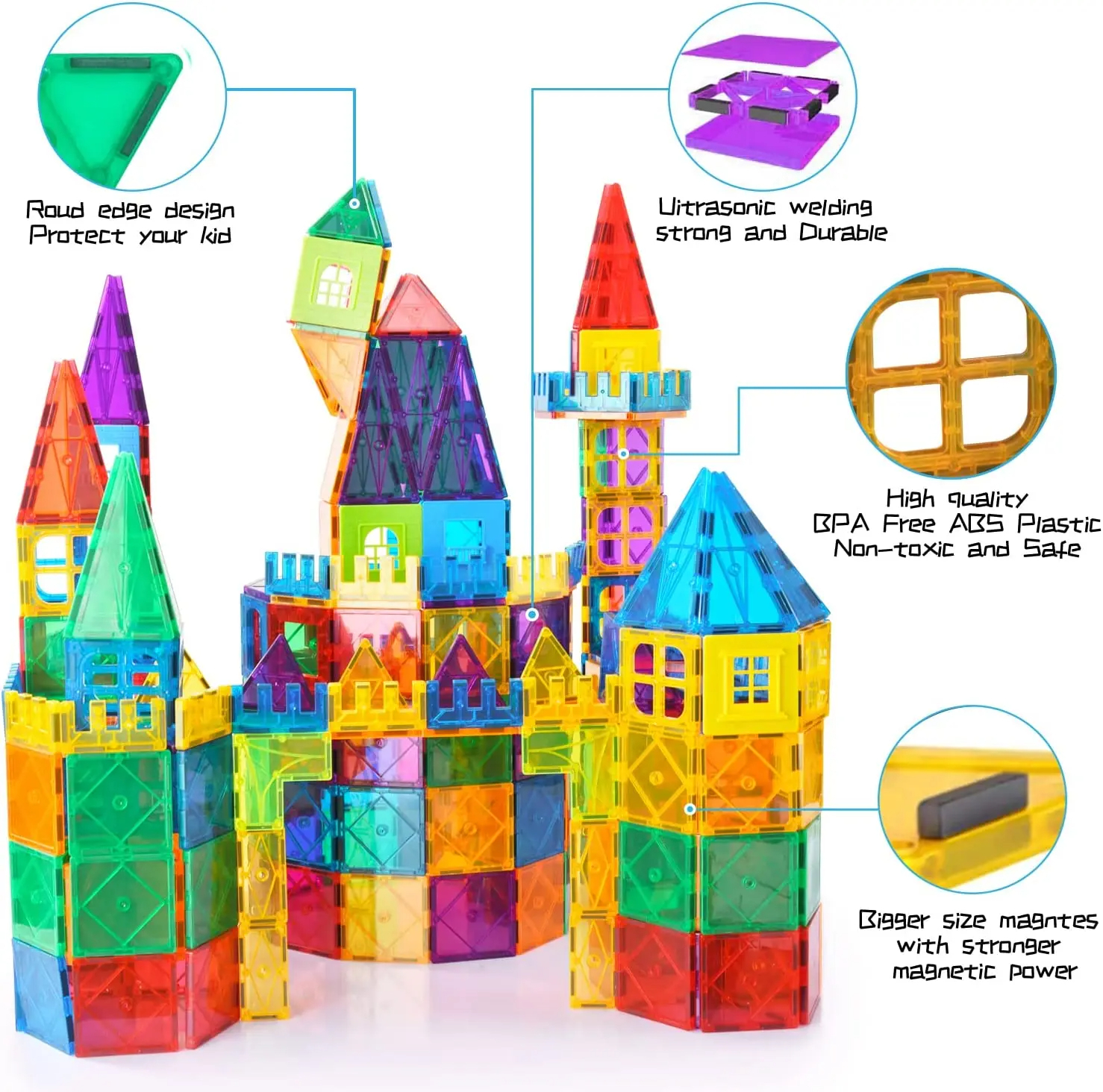 Kids 100 Pcs Educational 3D Magnetic Toy Magnetic Building Block Tiles Set Magnetic Tiles - Image 6