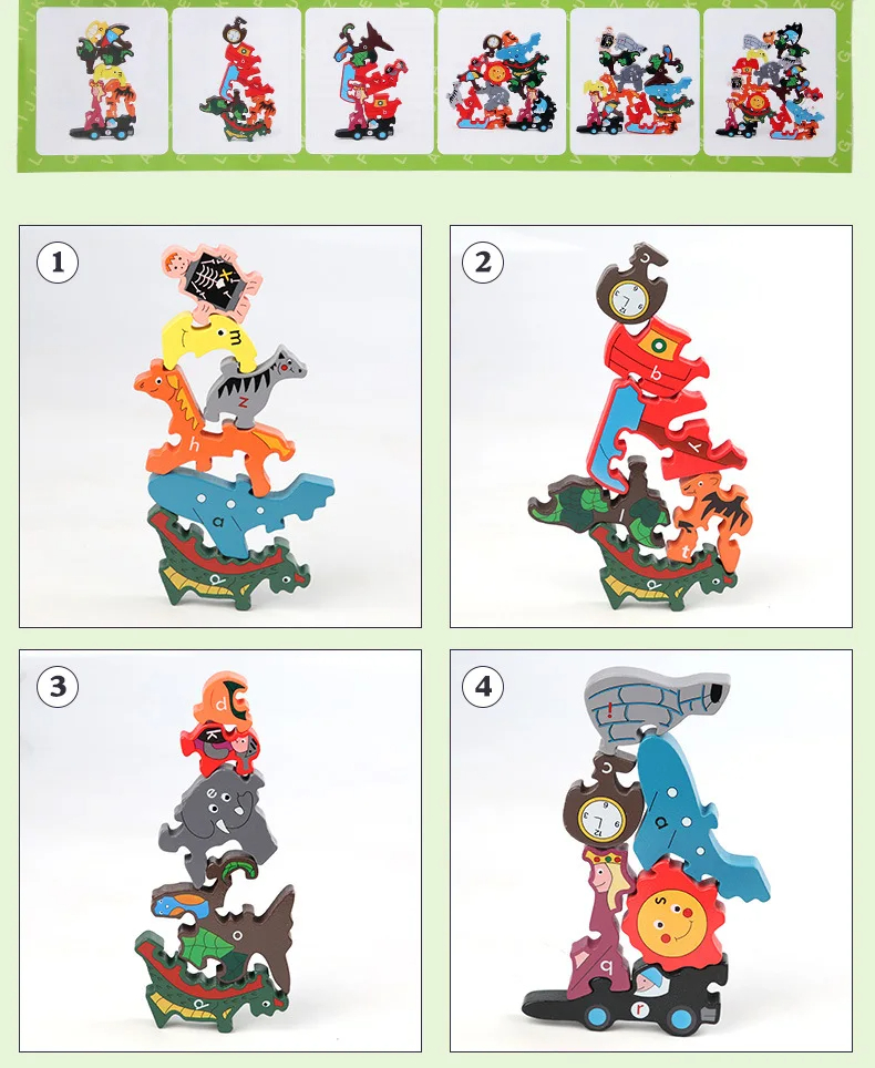 Unisex Wooden Building Blocks for Early Education Creative Stacking Marine Animal Puzzle for Children - Image 4