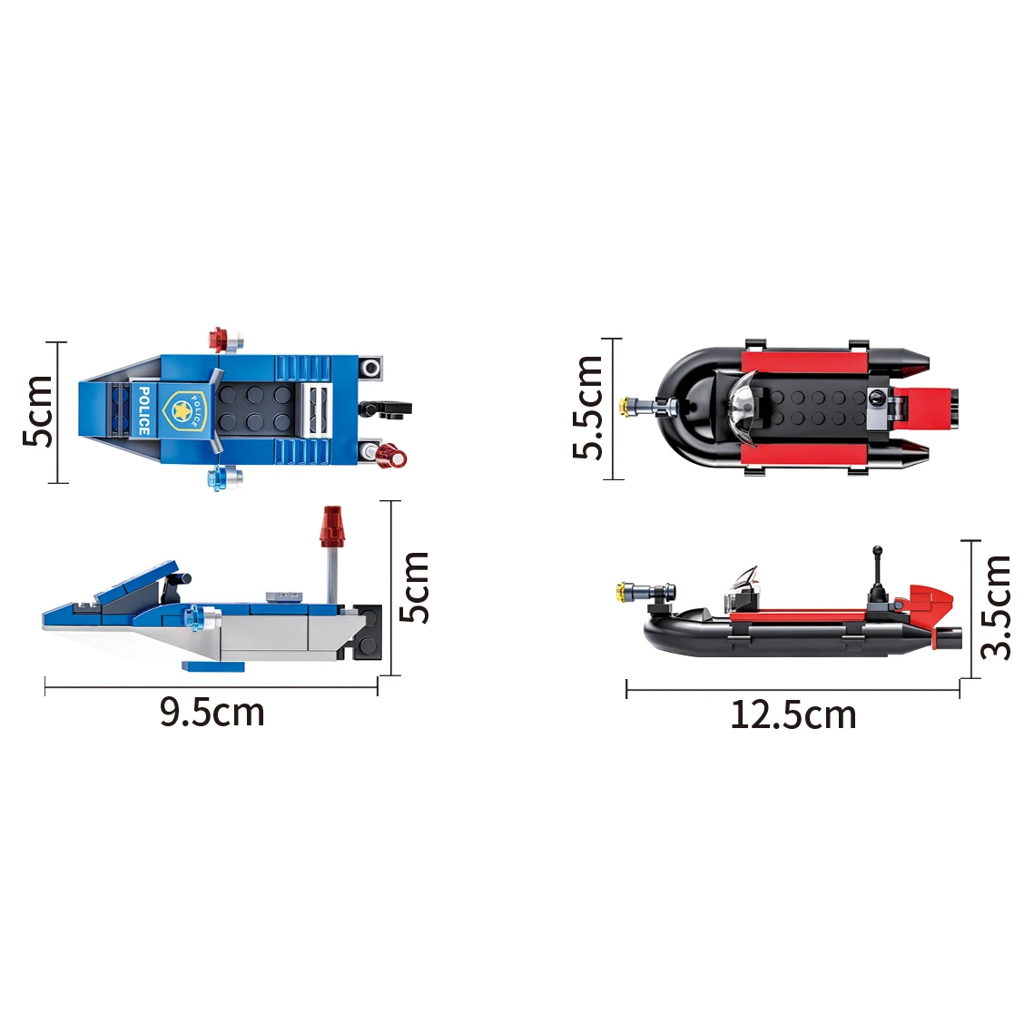 Police Coastal Patrol Boat Ship Kid Building Blocks Toy Brick Set for Child - Image 4
