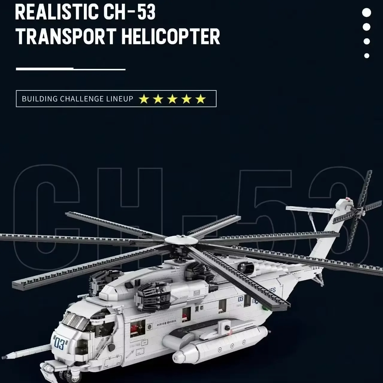 Military CH-53E Super Stallion Scale Helicopter Airplanes Model DIY Assembly Brick Toys Building Block Sets - Image 4