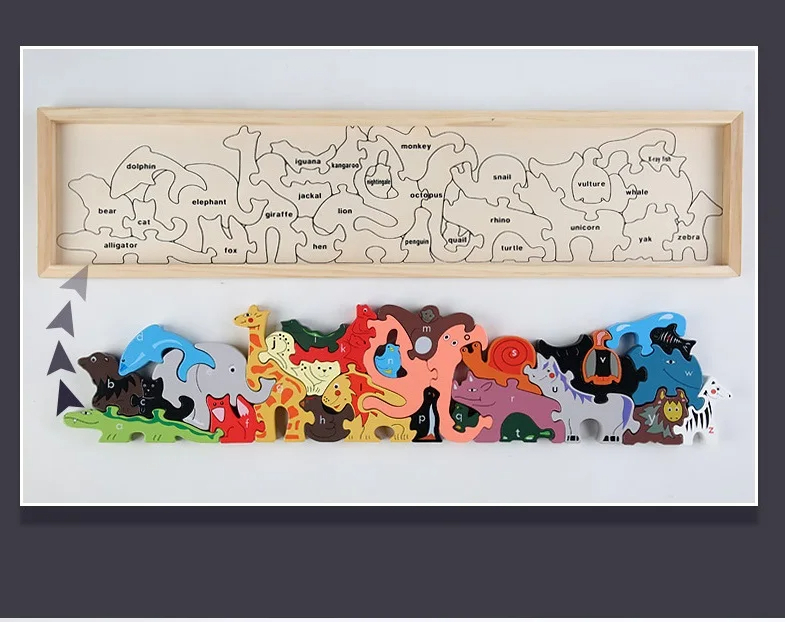 Unisex Wooden Building Blocks for Early Education Creative Stacking Marine Animal Puzzle for Children