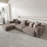 3 Seater Corduroy Foam Modern Modular L Shape Corner Sectional Couch Living Room Sofa