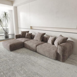 3 Seater Corduroy Foam Modern Modular L Shape Corner Sectional Couch Living Room Sofa