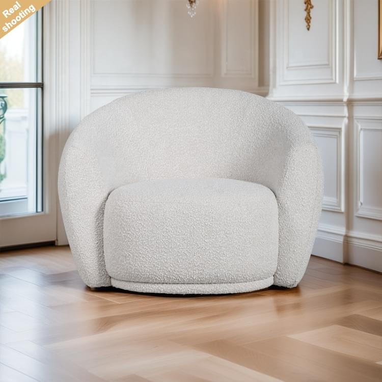 White Wool High Density Foam Sofa Chair Modern Leisure Style Single Living Room Armchair Lounge Chair