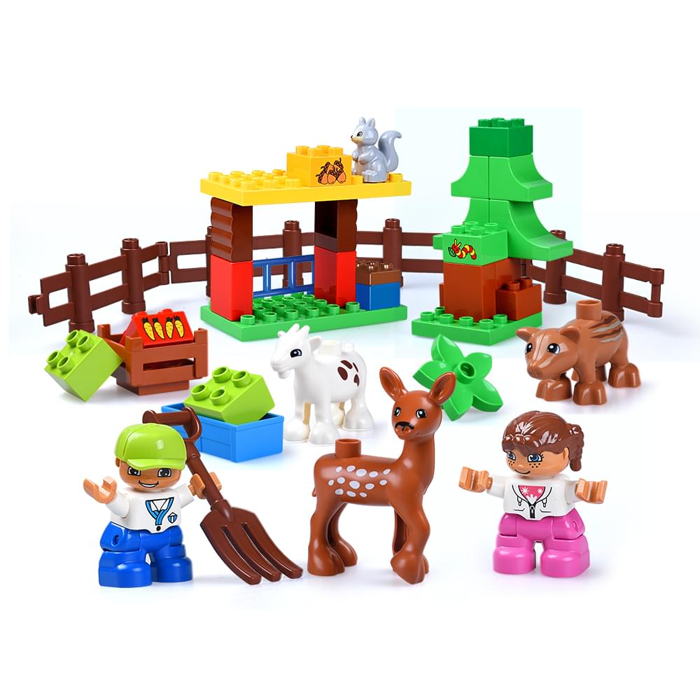 39PCS Classic Zoo Animal Farm Duck Brick Set DIY Building Blocks Brother Figure Kids Toys