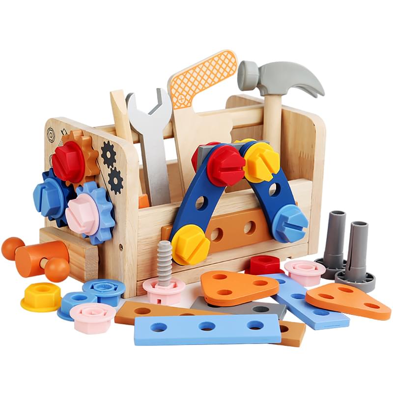 Kids Educational Wooden Tool Box Set Toy Screw Nut Disassembly Assembly Tool Stand Set Toys Kids