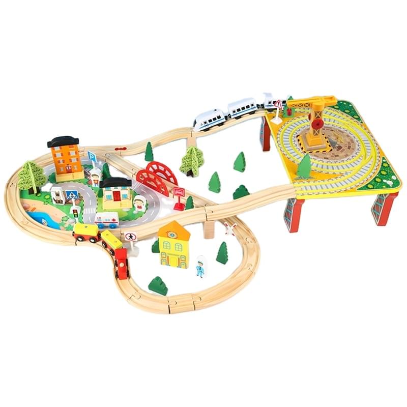 78pcs RC Train Railway Set Educational DIY Wooden Track Toys for Kids Children's Slot Toys for Play and Learning