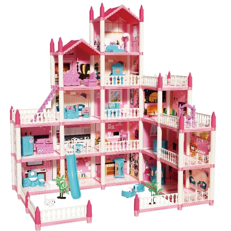 ini Modern White Rattan Playhouse Kitchen Set Durable Plastic DIY Party Accessories Fun Furniture Toys for Big Pretend Play