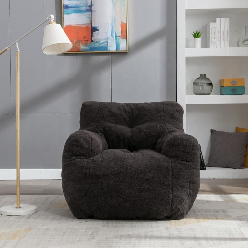 Modern Fluffy Bean Bag Chair with Memory Foam Casual Living Room Furniture Vacuum Compression Packaging